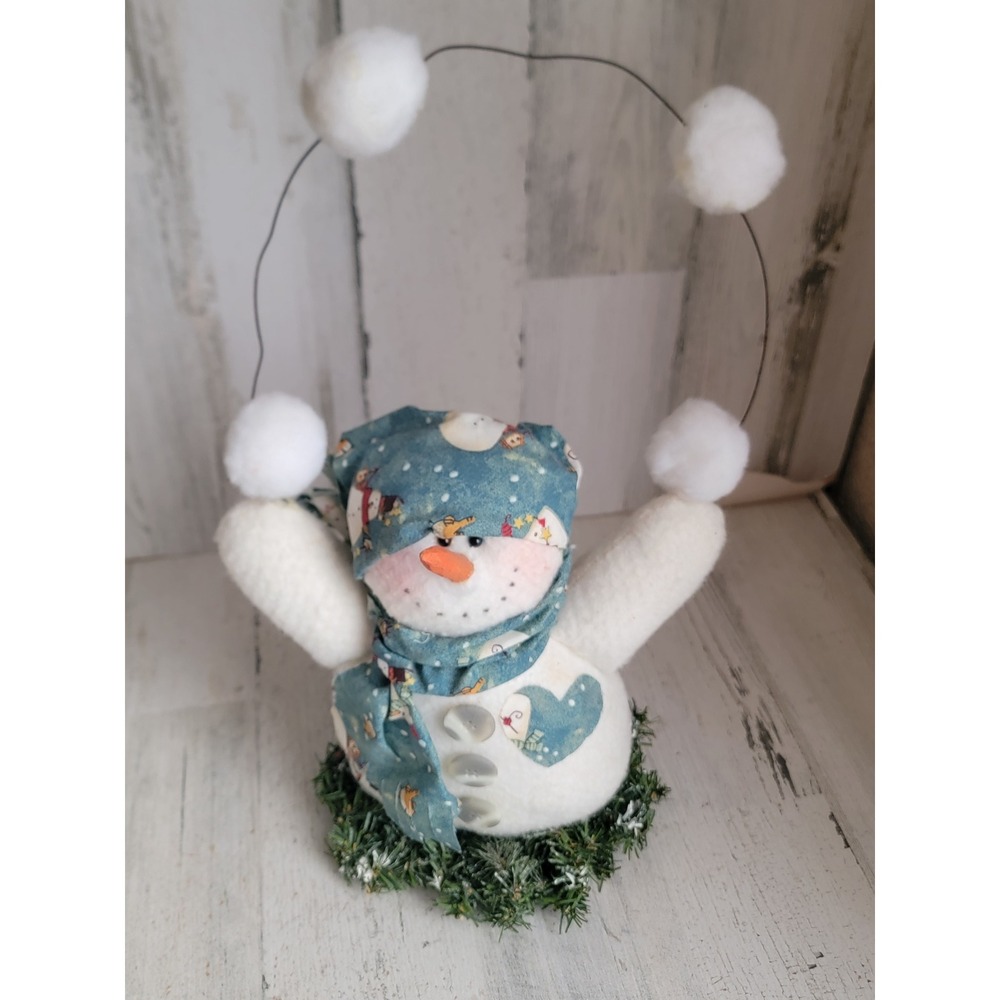 Plush snowball‎ snowman sitting vintage home decor Xmas unique